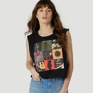 Wrangler x Fender Archives Muscle Tank TOP WOMENS SIZE M BLACK